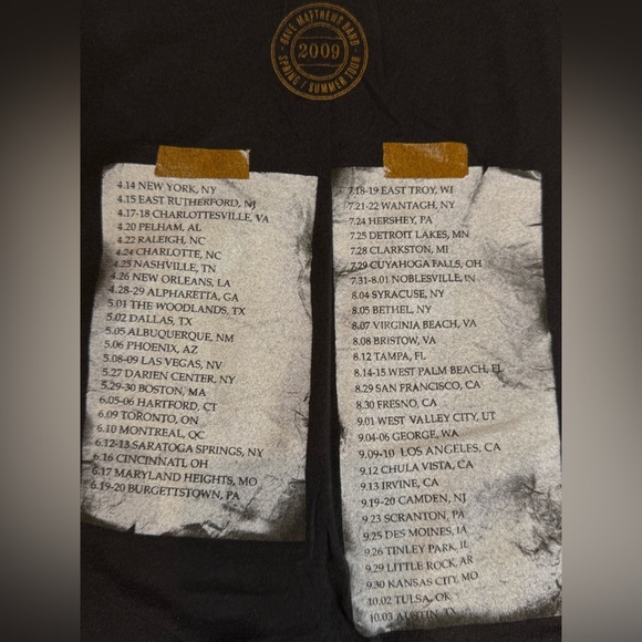 Dave Matthews Band 2009 Tour T-Shirt Black Concert Band Tee Size Small - Picture 2 of 6